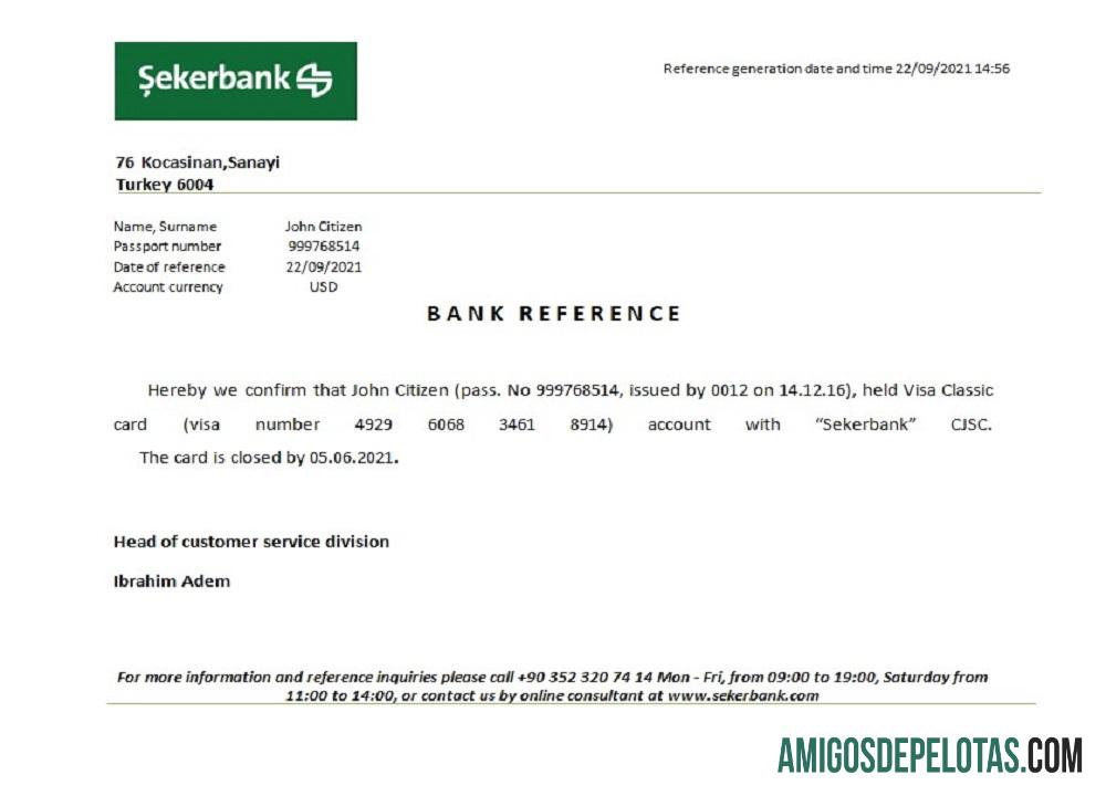 Referência de fechamento do Sekerbank da Turquia amostra